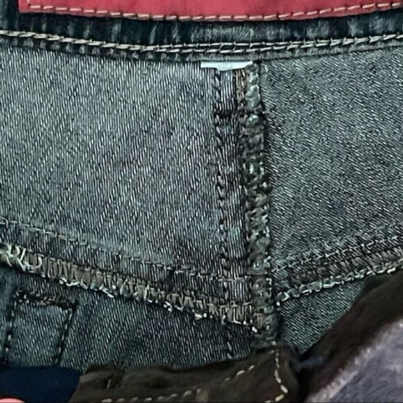 Y2K Vintage Fuzion Pouttana Brown Suede Front Jean Two Tone Straight Jeans Sz 12 - Picture 9 of 15